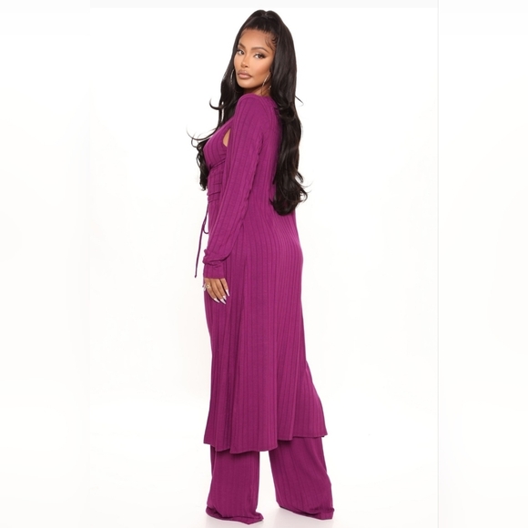 NWT FASHION NOVA PLUM 3 PIECE LEISURE PANT SET - Picture 5 of 5